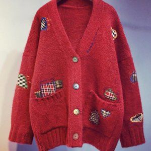 Red sweater coat thickened